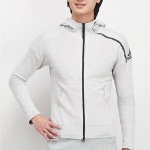 Adidas Light Gray Full-Zip Hoodie
